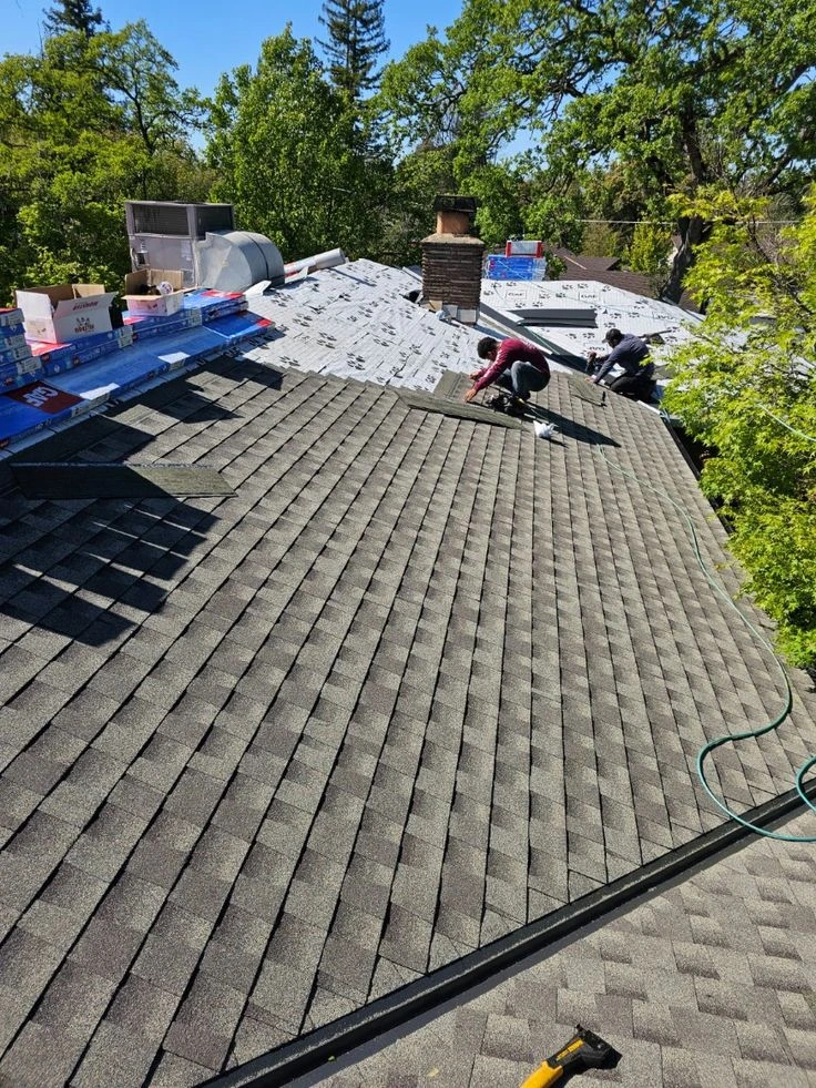 Professional roofer repairing a residential roof in Highland Gardens, providing reliable roof repair services.