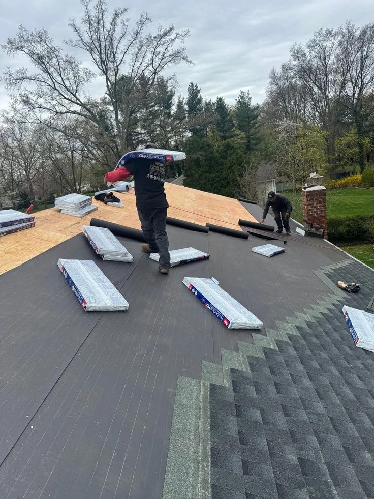 Professional roofing repair service repairing damaged residential roof in Hollywood.