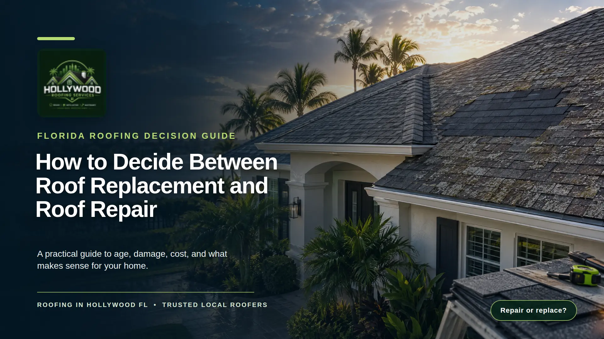 Roof repair or replacement decision guide for a Florida home in Hollywood, FL